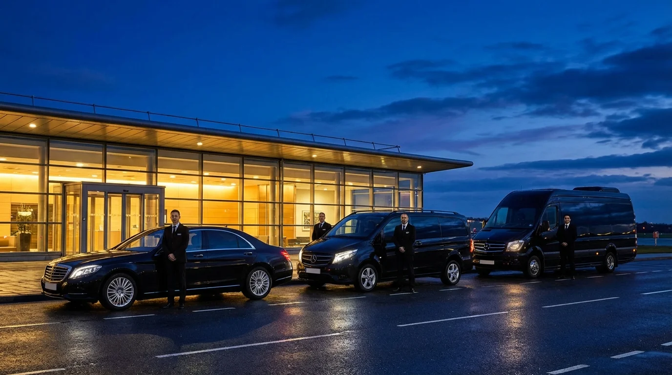 Fleet of premium Mercedes vehicles at Antalya Airport VIP terminal